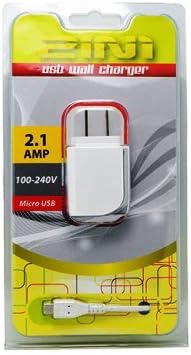 White Mini Premium Cell Phone 2.1 AMP Dual Connector Home Wall Travel Charger Adapter & 2.0 USB Data Sync Cable For Huawei Ascend Mate