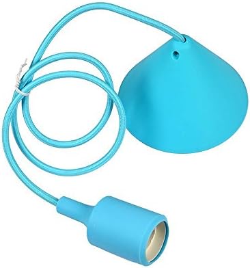 LightingCraft Colorful Plastic Ceiling Lamp Holder/DIY Pendant Light Socket with 40" Rope Cord-E27/E26-13 Colors:Red/Orange/Yellow/Green/Blue/Purple/Pink/Black/White/SkyBlue/Cyan/Gray/Coffee
