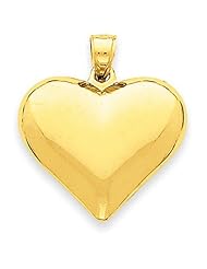 14k Yellow Gold Traditional Puffed Heart Pendant For Ladies