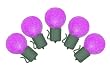 Set of 10 Battery Operated Sugared Purple LED G30 Christmas Lights - Green Wire
