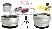 Digital 2x Telephoto & Wide Angle Lens + 3pc Filter Kit for Canon Powershot A610 A620 A630 A640