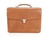 Tony Perotti Mens Italian Cow Leather Bella Russo Triple Compartment Leather Laptop Briefcase in Honey
