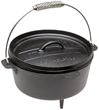 Old Mountain Pre Seasoned 10114 4 Quart Camp Oven with Flanged Lid, Feet and Spiral Bail Handle
