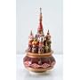 MUSICAL CATHEDRAL/St. Basil's Cathedral, Large (Red) [Made in Russia. Size: 10.4 x 4.4 inches (26 x 11 cm). Material: wood, gouache, lacquer. A unique Russian souvenir, completely handmade] [This musical cathedral is a model of the church of St. Basil the Blessed. With a turn of the key located on the bottom of the pedestal, it begins to play the famous melody "An Evening Near Moscow." The building itself is painted according to the vibrant turrets of the original cathedral, with white lettering on the pedestal spelling out "??????" (Russia, in Russian). An entirely hand-crafted work that all will cherish]