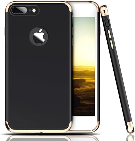 iPhone 7 Plus Case, Malinka 3 In 1 Ultra Thin and Slim Hard Case Coated Non Slip Matte Anti-Scratch Anti-fingerprint Shockproof Surface with Electroplate Frame for Apple iPhone 7 Plus (5.5")- Black