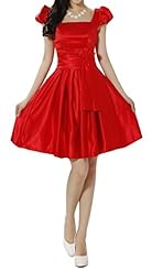 V-neck Above the Knee Short Satin Square Neck Bridesmaid Dress 