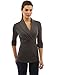 PattyBoutik Women Shawl Collar Pleated Detail Blouse (Dark Heather Gray Small)
