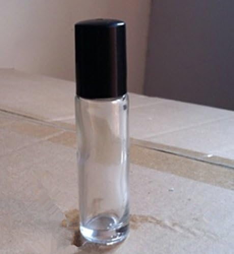 Sweet Spring Water 10ml (1/3 fl oz) Glass Roll-on Bottles with Black Caps for Aromatherapy,Essential Oil,Perfume,Lip Gloss,Travel Size,Set of 6 (Clear)