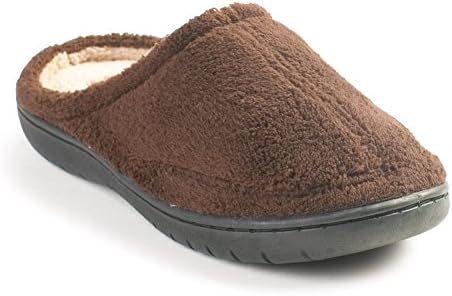 "Beyond Boys" New Terry, Plush and Relaxing Slip-on Clog Slippers In 3 Cool Two Tone Colors (RUNS 2X SMALL) Brown 1-2