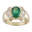 14K Yellow Gold Emerald and Diamond Ring