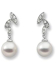 14K White Gold Cultured Pearl and Diamond Earrings -- LIFETIME WARRANTY