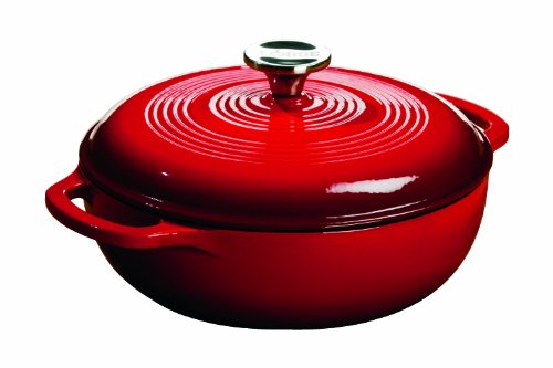 Lodge Color EC7D43 Enameled Cast Iron Dutch Oven, Island Spice Red, 7.5-Quart