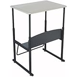 Safco Products 1201BE Alphabetter Stand-Up Desk with Swinging Footrest Bar, 28" x 20" Standard Top, Black Frame/Beige Top