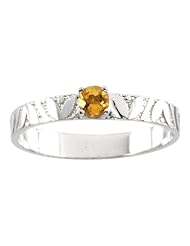14K White Gold 3 MM Citrine Childrens Ring