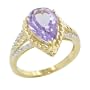 10k Yellow Gold Rose De France Amethyst and Diamond Ring, Size 6