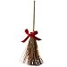 Factory Direct Craft Group of 12 Miniature Artificial Straw Brooms with Wooden Handles and Red Bow Attachment for Miniature Creations, Crafting and Embellishing