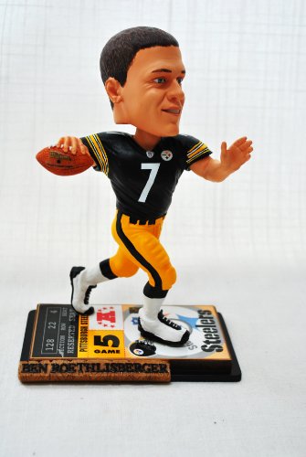 Pittsburgh Steelers Official NFL #7 Ben Roethlisberger black jersey rare ticket base action Bobble Head