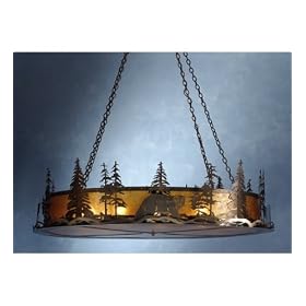 Meyda Tiffany - 81774: Rustic Lodge Animals - 66W Black Bear At Dusk Inverted Pendant by Meyda