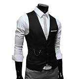 TheLees Mens slim sit chain point 3 button vest