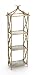 Two's Company Golden Bamboo Antiqued Mirror Triple Shelf with Flora and Fauna Print, 27-Inch