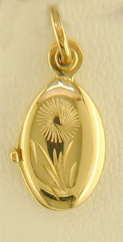 Childrens Toyshop  Jewelry : 14KT Oval Tulip Locket