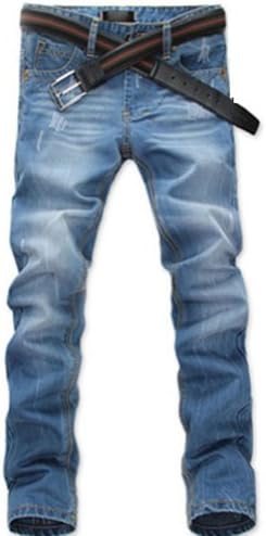 Juanshi Men's Straight Jeans Color Blue