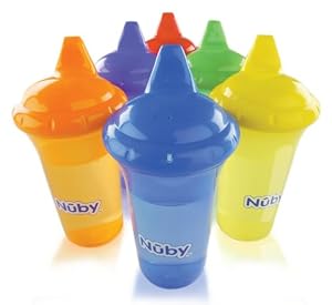 Nuby No Spill Cup With Reversible Valve, 9 Ounce, Colors May Vary