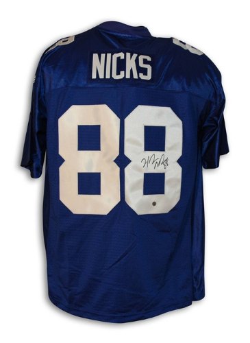 Hakeem Nicks Autographed/Hand Signed New York Giants Blue Reebok EQT Jersey