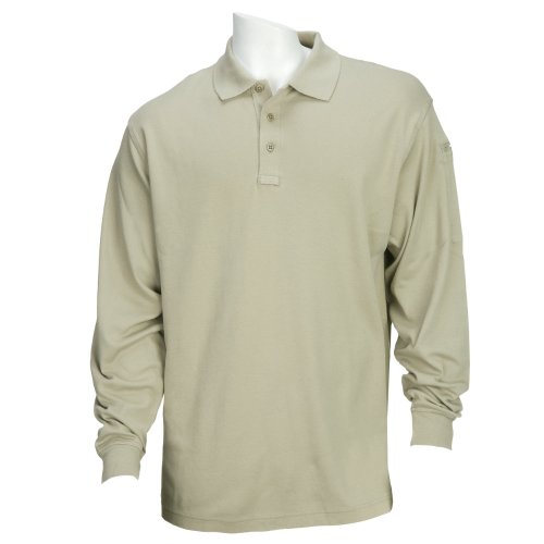 5.11 Tactical #72049 Performance Long Sleeve Polo Shirt (Silver Tan, X-Large)