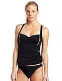 Speedo Women's Cross Back Tankini Swimsuit Top, Black, 10