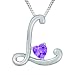 Sterling Silver Amethyst Letter L Pendant,18 Sterling Silver Amethyst Letter L Pendant,18