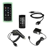 Durable Flexible Soft Light Green Silicone Skin Case + Rapid Car Charger + Home Travel Charger + Clear Reusable LCD Screen Protector + USB Data Cable for LG VU CU920 CU915 Cell Phone