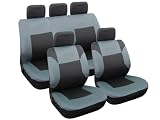 Zoom Produkt-Bild: Eufab 28069 Sitzbezug-Set Model X, schwarz / grau,  11-teilig, gepr&auml;gter Lederlook