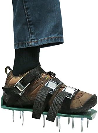 TEESUNG Lawn Aerator Shoes w/Metal Buckles and 3 Straps - Heavy Duty Spiked Sandals for Aerating Your Lawn or Yard