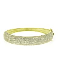 Ladies Gold Tone Silver Bracelet with White CZ 26.2g