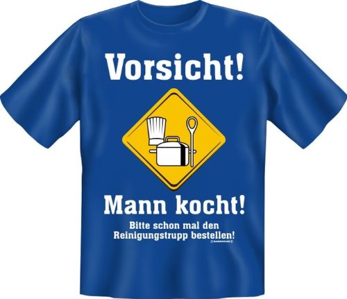 Vorsicht! Mann kocht! - T-Shirt L - Textilien