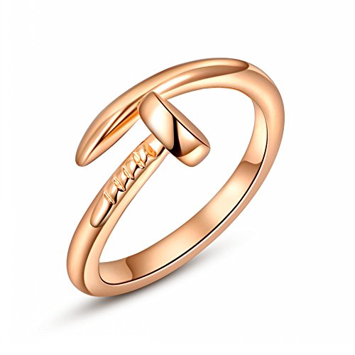 ROXI 18k Rose Gold Plated Custom personalized Nail Ring Pure Hand-made Unique Elegant (Sizes 6 7 8)