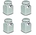Set of 4 White Ceramic Spice Canister Jar with Stainless Steel Clasp - 6 Oz