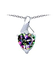 Original Star K (tm) 8mm Heart Shape Rainbow Mystic Topaz Ribbon Pendant in 925 Sterling Silver