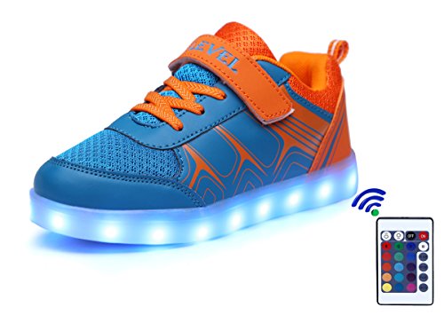 SLEVEL 16 Colors LED Light Up Shoes USB Flashing Sneakers for Kids Boys Girls