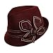 415oiWnEacL. AA75  BURGUNDY CONTRAST STITCH WOOL BIG BOW FELT FEDORA