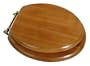 LDR 050 1700 Round Wood Toilet Seat with Polished Brass Finish Hinges, Oak