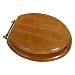 LDR 050 1700 Round Wood Toilet Seat with Polished Brass Finish Hinges, Oak