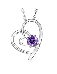 Honeystore Girls Amethyst 925 Sterling Silver White Gold Plated Heart Necklace Color White Purple