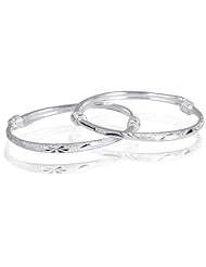 "Fashion Plaza Cute 925 Sterling Silver Hammered Textured Kids BabiesBangle Bracelet A Pair 4cm Diameter 7.6g Weight for Each Y43