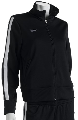 Speedo Women's Polyester Tech Twill Super Pro Solid Splice Warm-up Jacket