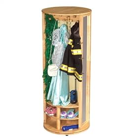 Kid's Wood Pastel Pink Dress Up Revolving Carousel w/ Storage