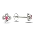 14k White Gold Pink and White Diamond Earrings, (.33cttw, G-H Color,I1;I2 Clarity),