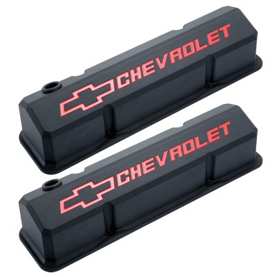 Proform 141-928 Chevrolet & Bowtie Emblem Die-Cast Valve Covers, Slant-Edge, Recessed Embl