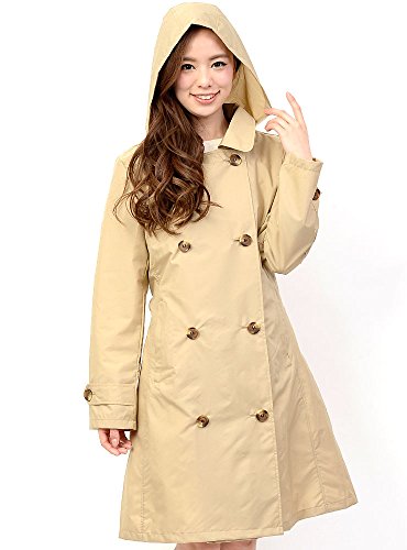 (ディーループ)D-LOOP おしゃれ 撥水加工 フード付き ダブル トレンチ レインコート レインウエア 自転車 雨用 120124